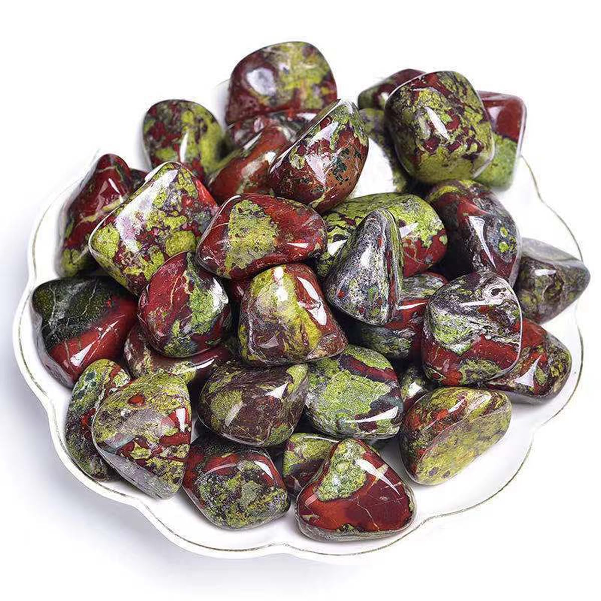 Erliway Dragon Bloodstone Healing Crystal Stones, 1.25-2.0" Large Reiki Healing Gemstones Natural Tumbled Polished Stones for Energy Witchcraft Therapy Meditation