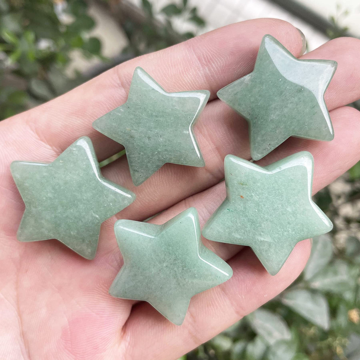 Fekuar Green Aventurine Crystal Star Chakra Stones for Reiki Healing Yoga Balance Meditation Polished Mini Pocket Palm Stone 1 Inch (30mm)