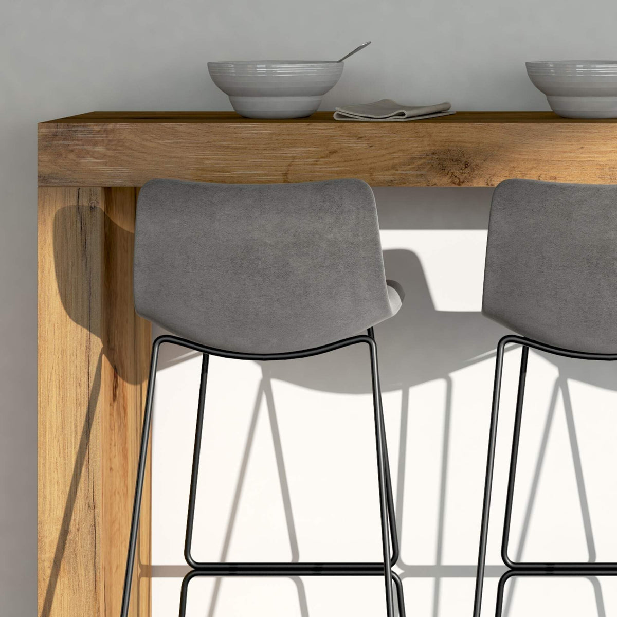 Mobili Fiver, Evolution High Table 70.9 x 15.7 in, Rustic Oak, High Top Table for 3 People, Bar Table, Kitchen Island, Counter Height Bar Table, Italian Furniture