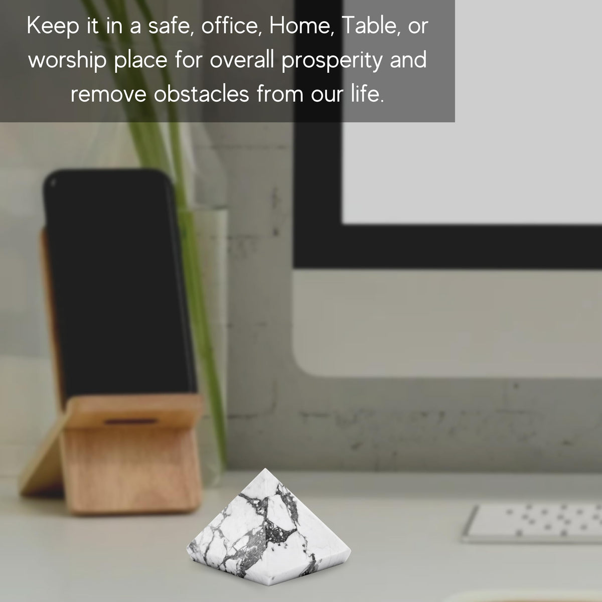 Amazing Gemstone Howlite Pyramid Crystal Healing Stones - 1" Great Pyramid Figurine of Natural Stone Pyramid for Meditation, Reiki, Chakra Balancing and Crystal Pyramids Grid