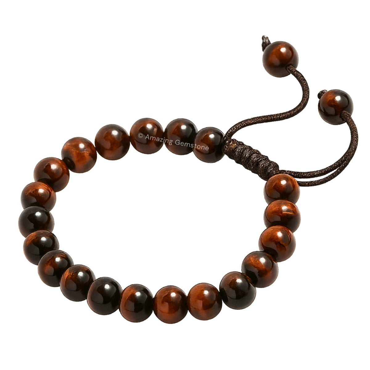 Amazing Gemstone Red Tiger Eye Bracelet, Gifts For Men & Women - Protection Healing Crystal Bracelet - 8mm Gemstone Beaded Adjustable Bracelet, Pulseras Para Hombres Mujer Stocking Stuffers