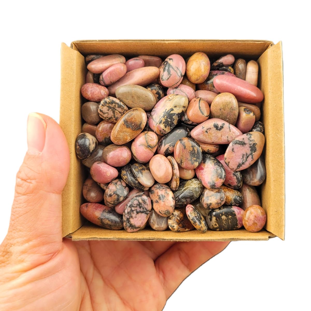 1,000 Carats Rhodonite Handpicked Tumbled Stones Crushed Crystals 0.2''-0.5'' Bulk Pocket Stones for Healing, Reiki, Meditation, Witchcraft and Home Decorations (Rhodonite)