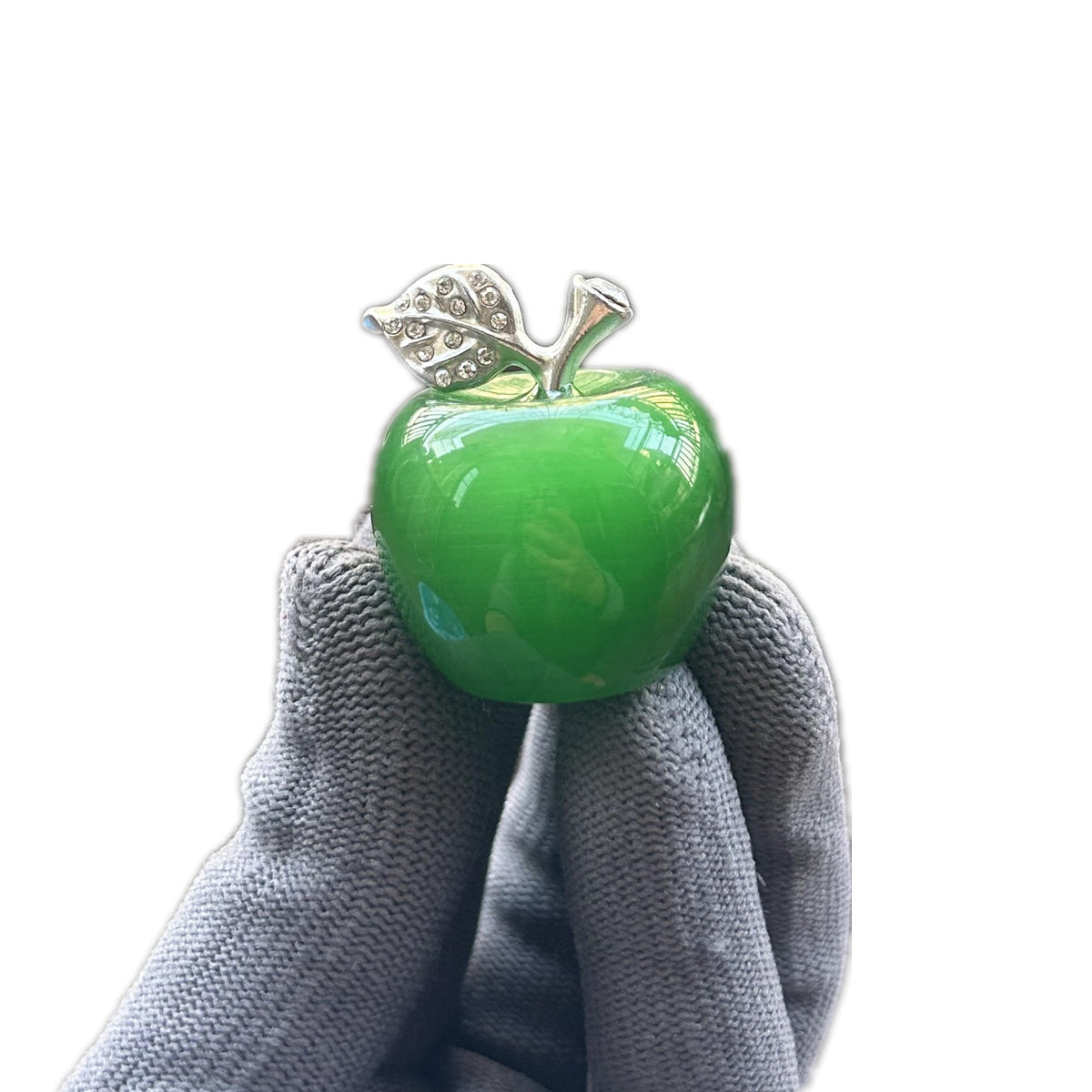 Sunshcat Green Cat's Eye Stone 1.18 Inchs Apple Crystal and Healing Stone Statues,Room Decoration Christmas Decorations Thanksgiving Gifts Office Gifts Collectibles