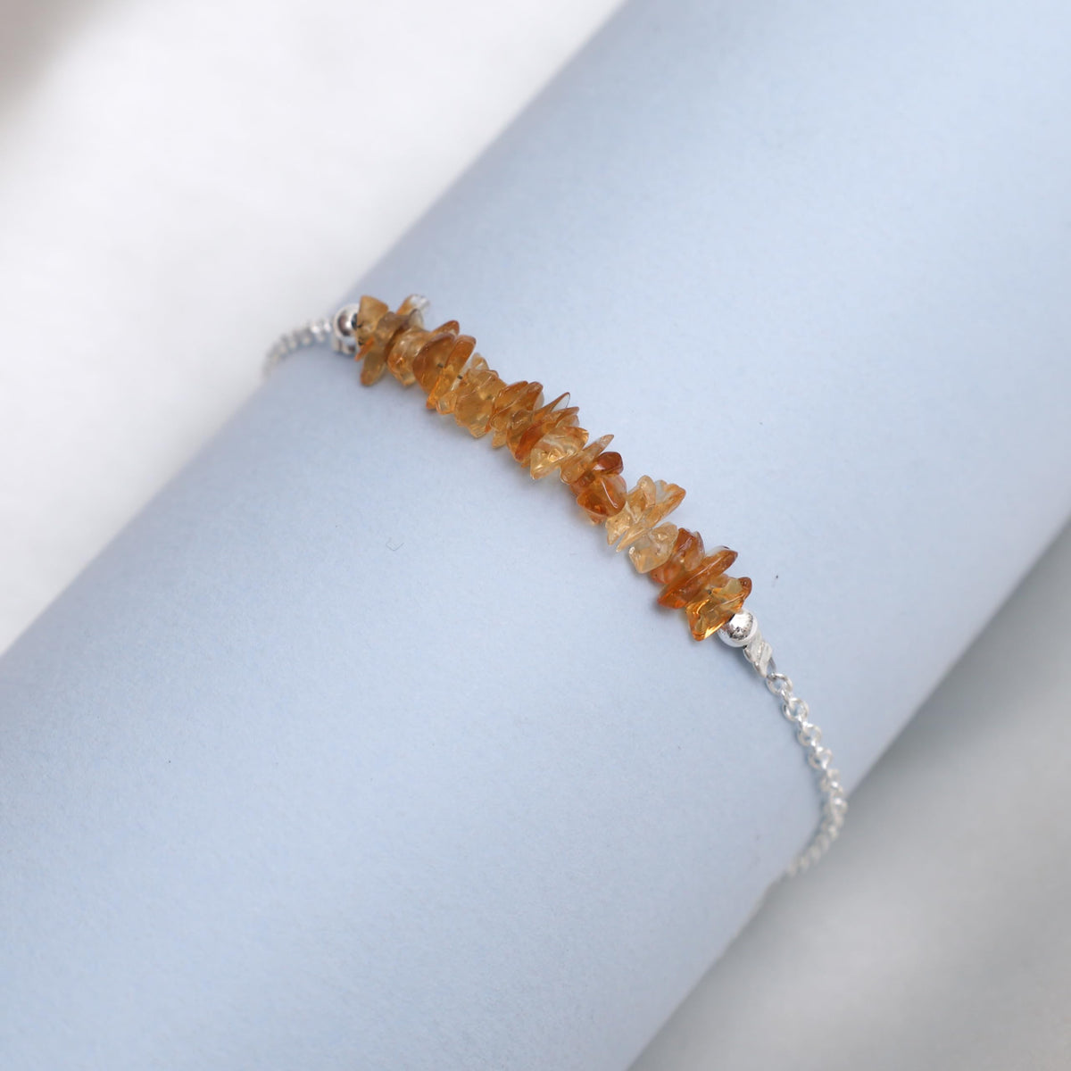 Gempires Natural Gemstone Chip Bar Bracelet for Women, Crystal Healing Bracelet, Multiple Gemstone Options, Adjustable Yellow Gold Plated Chain (7” + 1” Extender), Dainty Stackable Jewelry Gift for Her (Citrine)