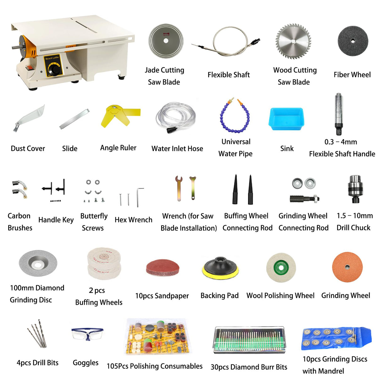 Lapidary Saw Machine for Jewelry & Rock Cutting, 110V 750W Lapidary Equipment with Adjustable Speed, Mini Table Saw with Grinding & Drilling Accessories for Gem Stones Jade Wood Beeswax