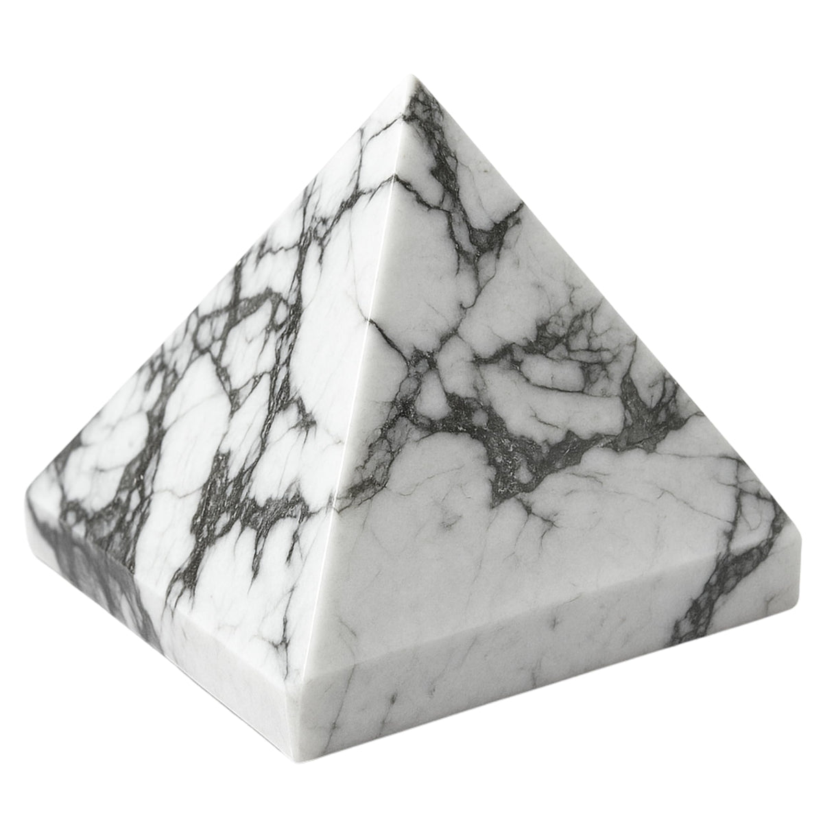 Amazing Gemstone Howlite Pyramid Crystal Healing Stones - 1.5" Great Pyramid Figurine of Natural Stone Pyramid for Meditation, Reiki, Chakra Balancing and Crystal Pyramids Grid