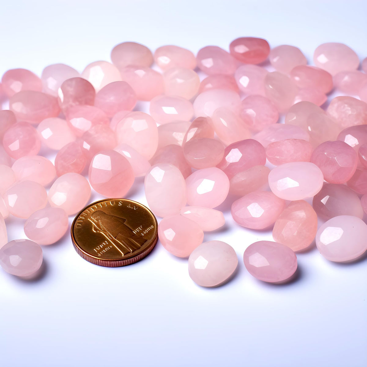 SigMntun Polished Natural Rose Quartz Crystals - 72 Pcs, 0.5" 10 oz Handpicked Natural Tumbled Gemstones Rocks, Pebbles for Reiki, Chakra, Healing Home Decor