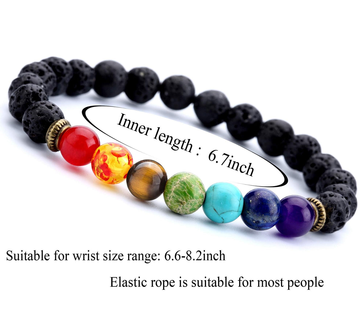 Hamoery Men Women 8mm Lava Rock 7 Chakra Beads Chakra Bracelet Braided Rope Natural Stone Yoga Bracelet Bangle