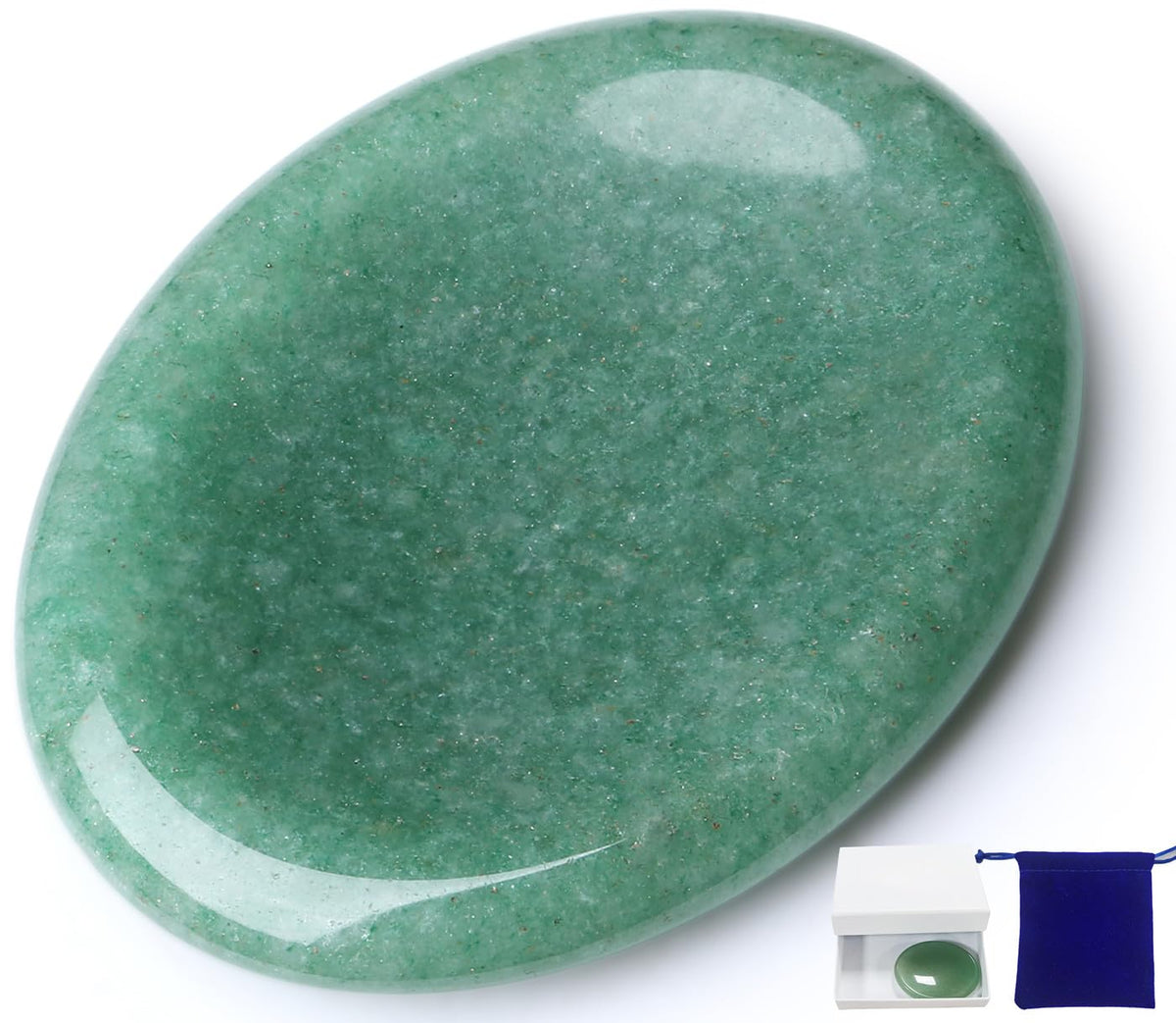 NUKAYAI Thumb Worry Stone Green Aventurine Crystal Trinkets Crystals and Healing Stones Oval Natural Fidget Meditation Accessories Gemstones Reiki Pocket Palm Tiny Anxiety Relief Items for Women Men