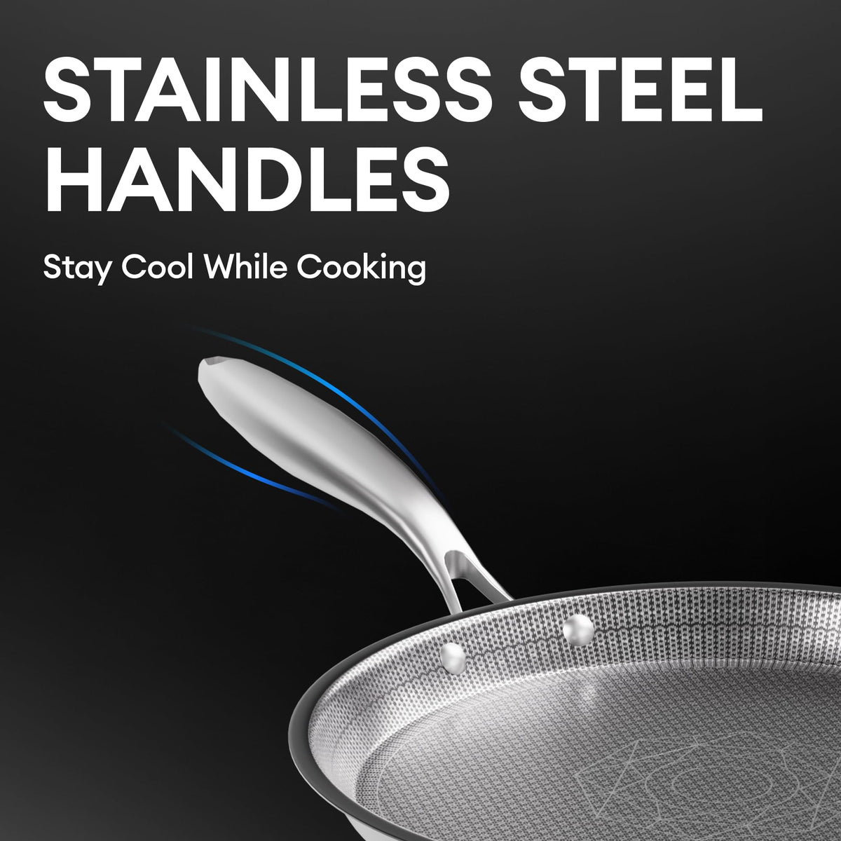 COOKER KING 8-Inch Stainless Steel Pan, Hybrid Nonstick Frying Pan, Skillet, 3-Ply Clad Cookware, Even Heat Distribution, Dishwasher & Oven Safe, with Stay-Cool Handle, Induction Compatible