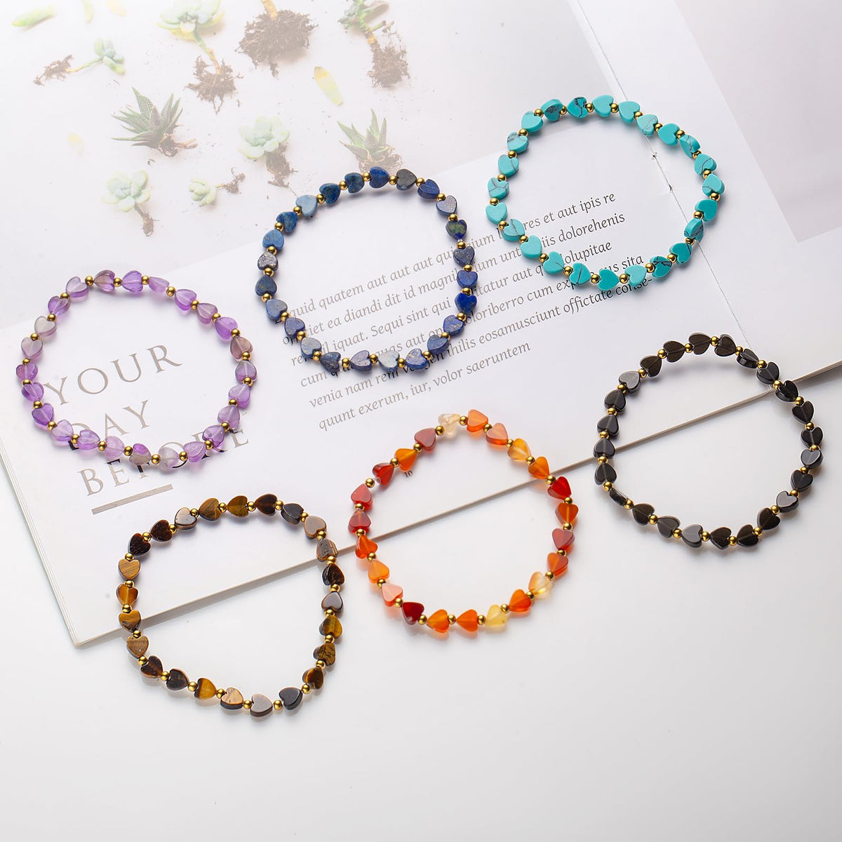 Heart Black Obsidian bracelet for Women Men 18k gold plated Beads Natural Stone Healing Real Crystal Stretch bracelet Gemstone Onyx bracelets Obsidian Jewelry for Women Men Mom Girlfriend (Black Obsidian)