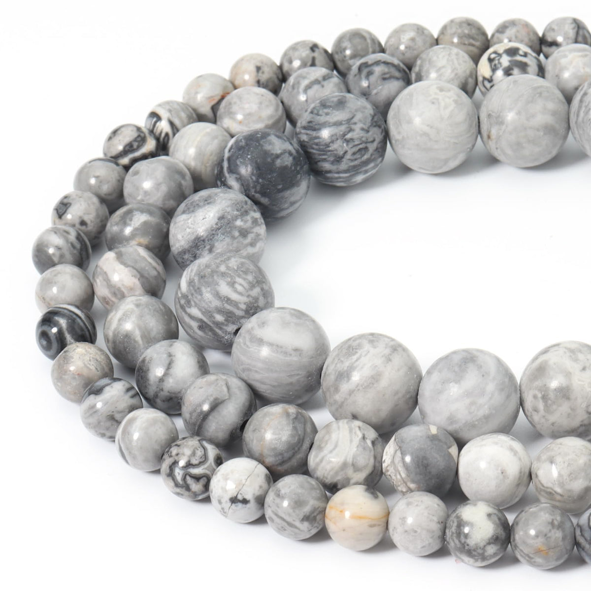 Siomia 45pcs 8mm Natural Map Jasper Gemstone Beads Energy Healing Crystal Round Loose Stone Beads for Jewelry Making, DIY Bracelets Necklaces