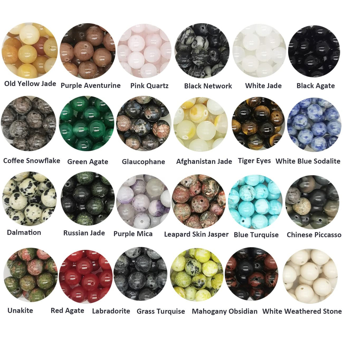 Maonewque 504pcs 8mm Natural Round Stone Beads Healing Engry Crystals Gemstone Beading Loose Gemstone Hole Size 1mm DIY Smooth Beads for Bracelet Necklace Earrings Jewelry Making,(24Colors-8mm)