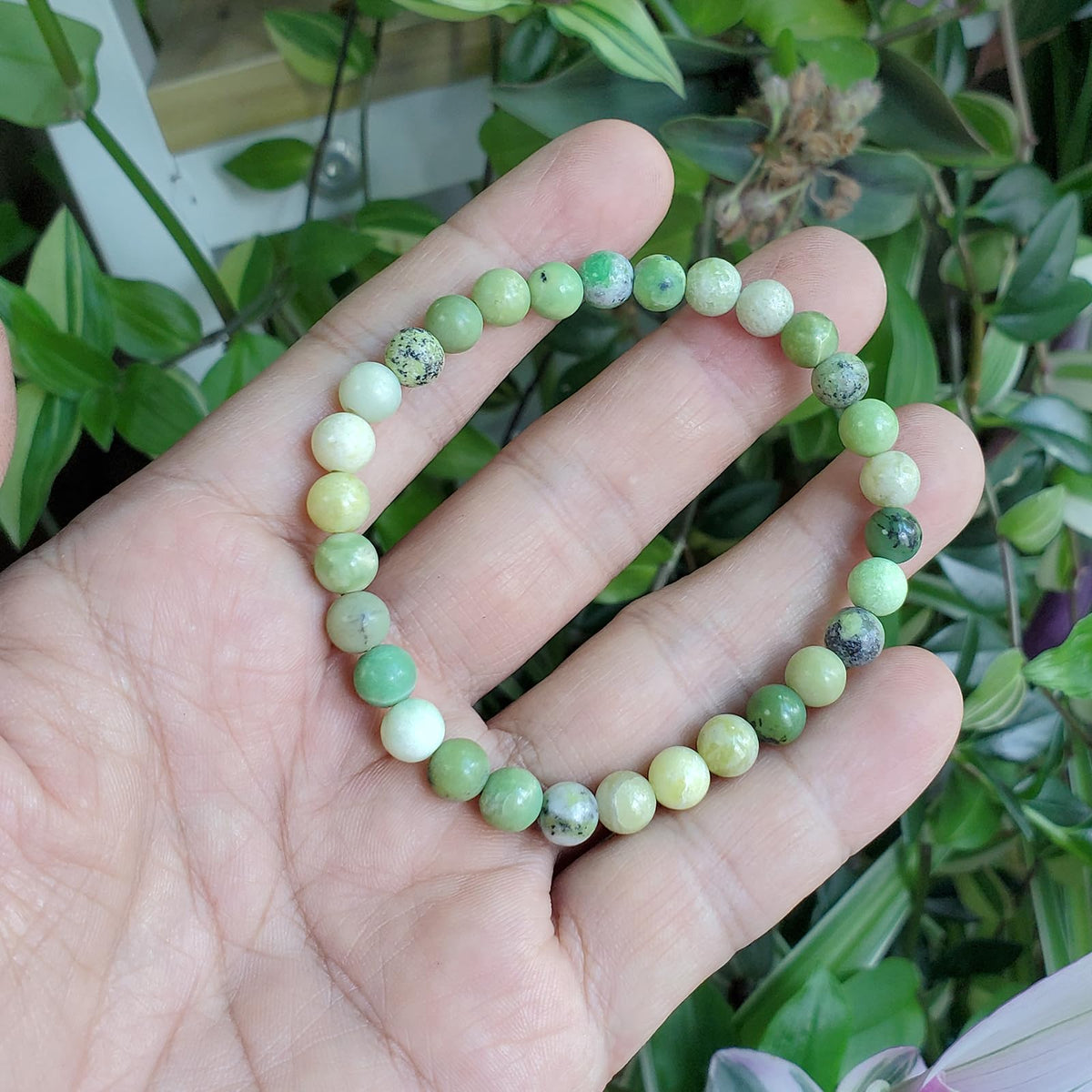 chengmu 6mm Australian Chrysoprase Stretch Bracelet, Natural Gemstone Round Stone Crystal Beads for Beaded Elastic Bracelet 7.5"