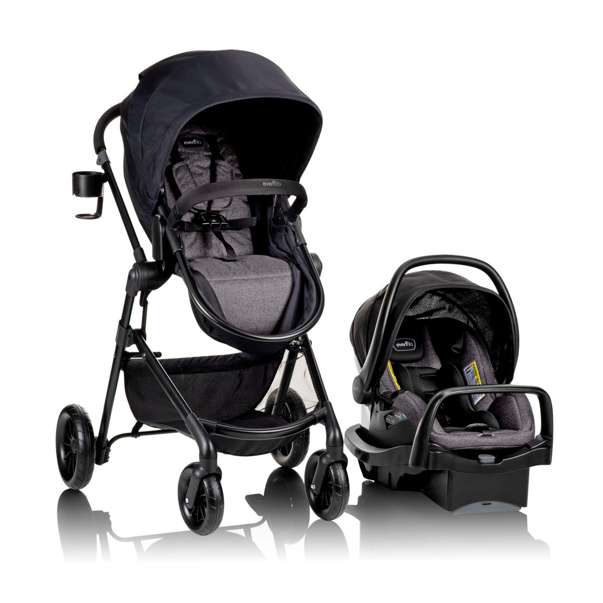 Evenflo Pivot Modular Travel System with LiteMax Preemie and Infant Car Seat (Casual Gray)