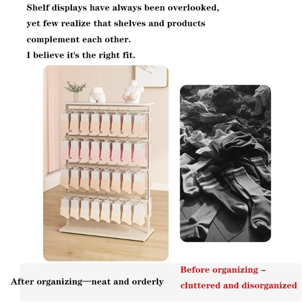 Wall-Mounted Underwear Display Stand, Metals, Lingerie Garment Rack, Retail Sock Show Shelves, Supermarkets Commercial Clothing Store Shelf, for Bras, Shorts, Hats(Black,100 * 150cm)