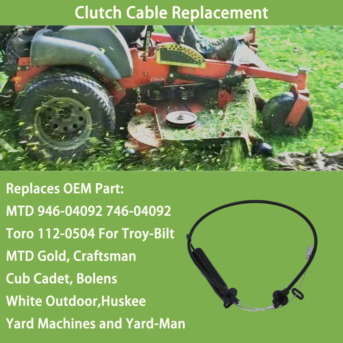 946-04092 746-04092 Deck Engagement Cable for MTD Troy-Bilt 946-04092 746-04092 Lawn Mower 42 inch Deck Cable,Replaces Toro 112-0504 LX420 LX425 LX460 42" Pto Cable