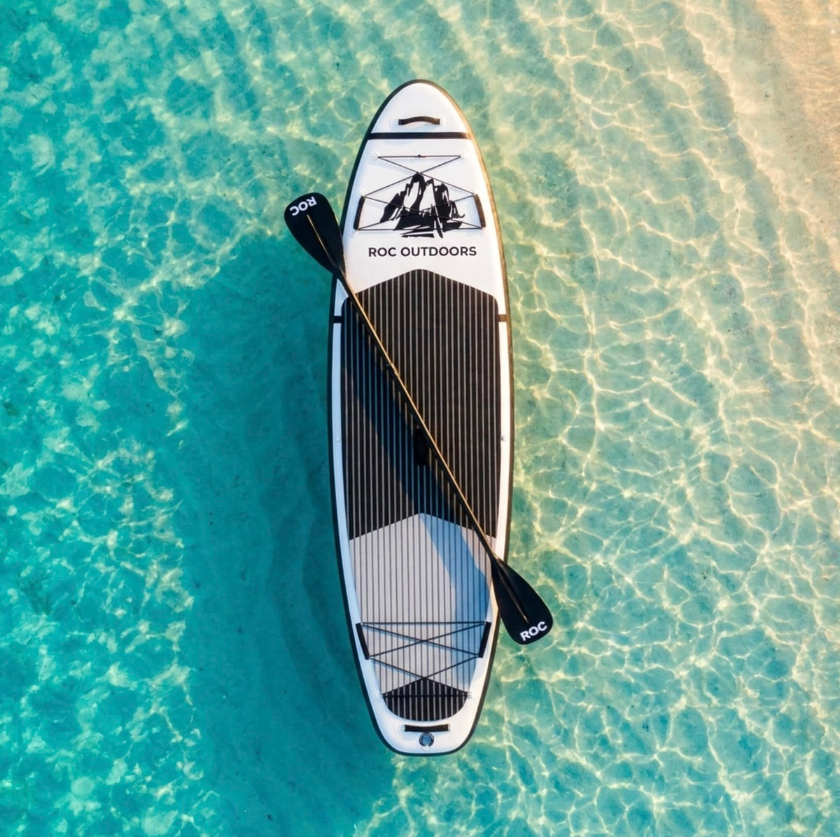 Roc Inflatable Stand Up Paddle Board 10' 6" with Premium SUP Paddle Board Accessories, Wide Stable Design, Non-Slip Comfort Deck for Youth & Adults (Black & White/Kayak Seat)