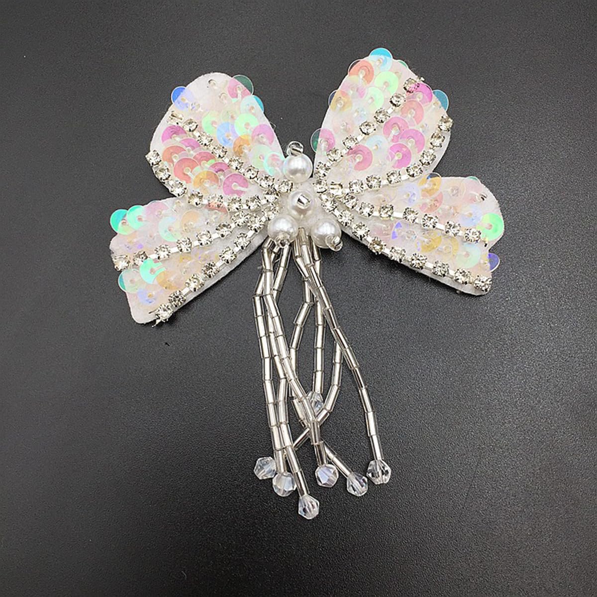 Star & Bowknot Sequin Beaded Patches Handmade Embroidery Beading Patch Appliques for Sew On T-Shirt Clothes Dress Handbag Jeans Jackets Shoes Clothing