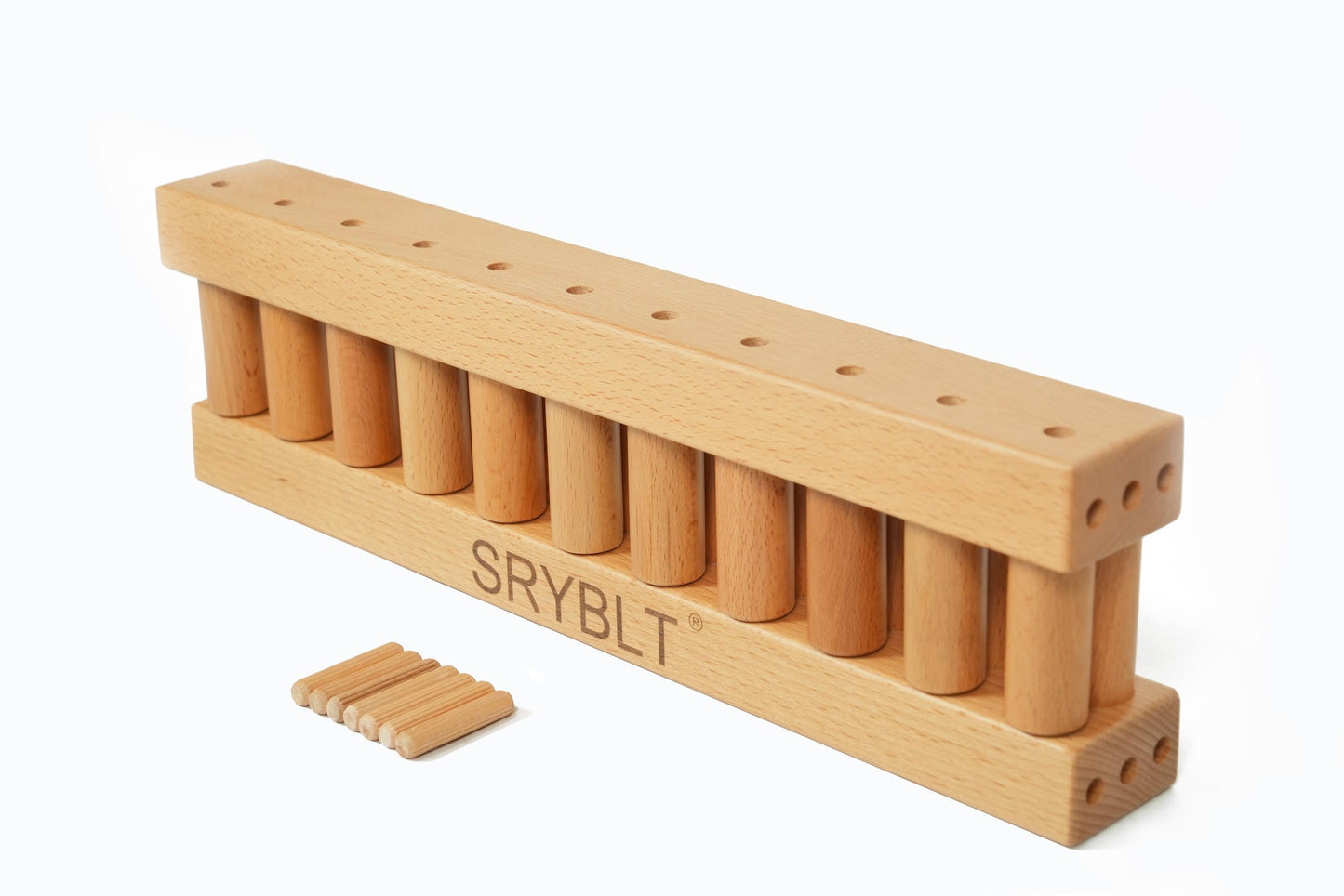 SRYBLT 2-Pack DIY Chunky Knit Blanket Loom, 30.2-inch Long Beech Wood Base with Solid Wood Pegs, Stackable for Portability, Expandable Connections, and Clear Coating (with Brand Name)