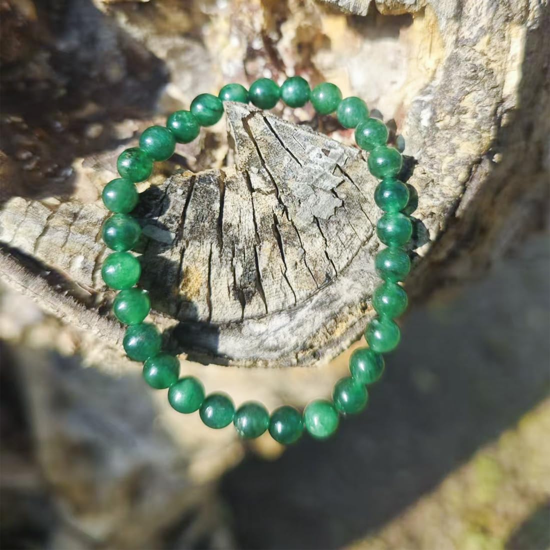 8mm Emerald Bracelet | Natural Green Heart Chakra Crystal Beads - Handmade Gemstone Meditation Bracelet for Abundance & Love & Luck | Beading Tool Kit - Fits for 6.5-7.5 inch Medium Wrist Size