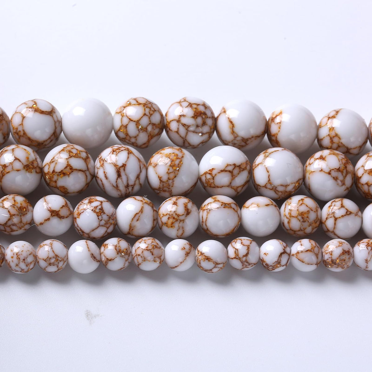 45pcs 8mm White Howlite Spun Gold Stone Beads for Jewelry Making Natural Stone Energy Healing Beads DIY Bracelet Necklace 15" (8mm, White Howlite Spun Gold Stone)