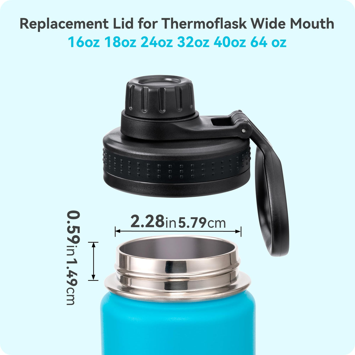 Lid Replacement for Thermoflask 14 oz 16 oz 18 oz 24 oz 32 oz 40oz, Spout Lid Only Compatible With the Brand of Thermoflask Wide Mouth Bottles 100% Leak Proof BPA Free Replacement Lids