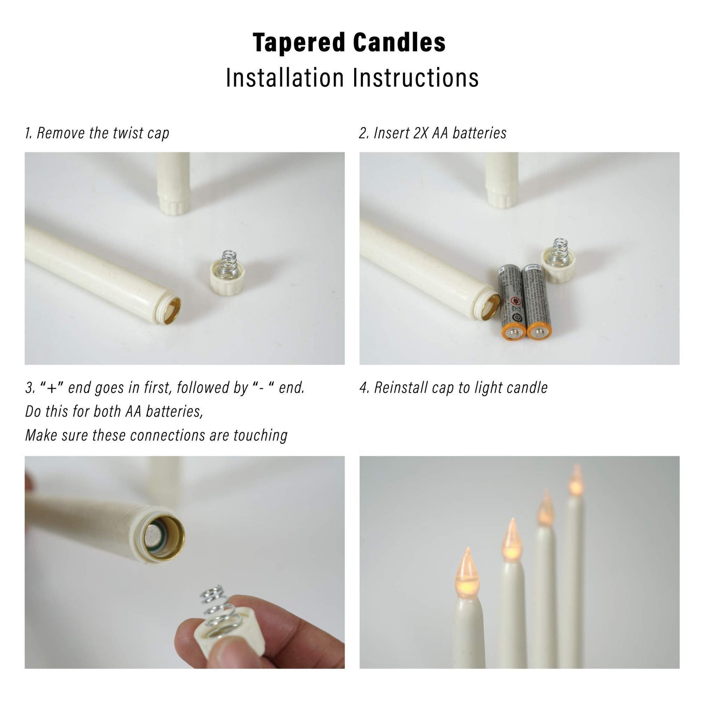 WYZworks 60 Pack, 11" LED Flameless Ivory Real Wax Taper Flickering Candles Lights, Battery Operated Candlesticks for Holiday Christmas Valentine Menorah Candelabra Home Wedding Window Décor