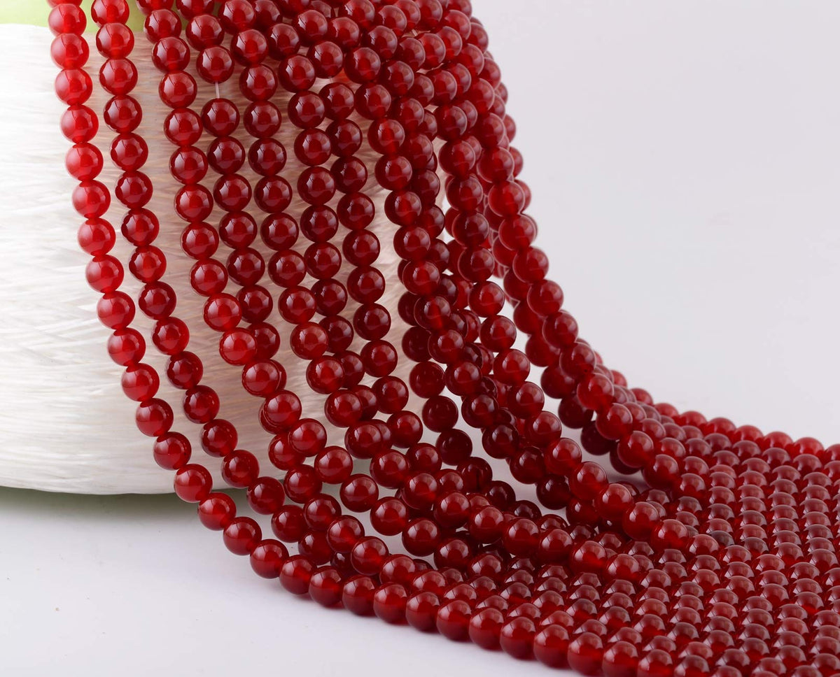 Natural Stone Beads 100pcs 8mm Red Agate Jade Round Genuine Real Stone Beading Loose Gemstone Hole Size 1mm DIY Smooth Beads for Bracelet Necklace Earrings Jewelry Making (Red Agate, 8mm)