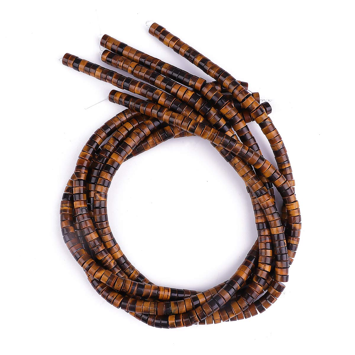 BEADIA Natural Yellow Tiger Eye Spacer Beads Caps Loose Semi Gemstone for Beading Jewelry Making 6mmx3mm 38cm