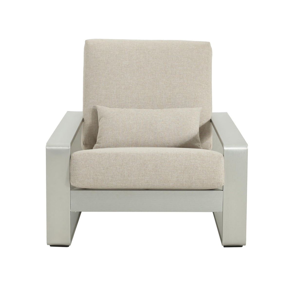 Christopher Knight Home Aspen Aluminum Outdoor Club Chair Set of 2, Lounge Chair Outdoor with Cushions, Indoor Metal Accent Chair, Tilt Backrest Recliner for Backyard, Garden, Balcony, Silver+Beige