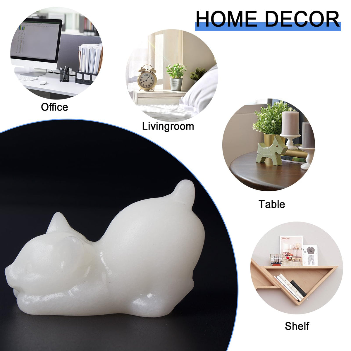 2 Inch White Jade Cat Crystal Figurines, White Kitten Statues for Kitten Lovers and Collectibles, Cat Decor Fingurines for Home Desk Office, Carved Healing Crystal Reiki Animal Gifts for Women