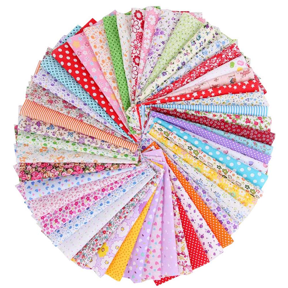 AYNEFY Cotton Floral Patchwork,100 Pcs 10 x 10 cm Floral Printed Fabric Patchwork Sewing Craft Fabric Bundles for Sewing Quilting Stitching DIY Making Supplies