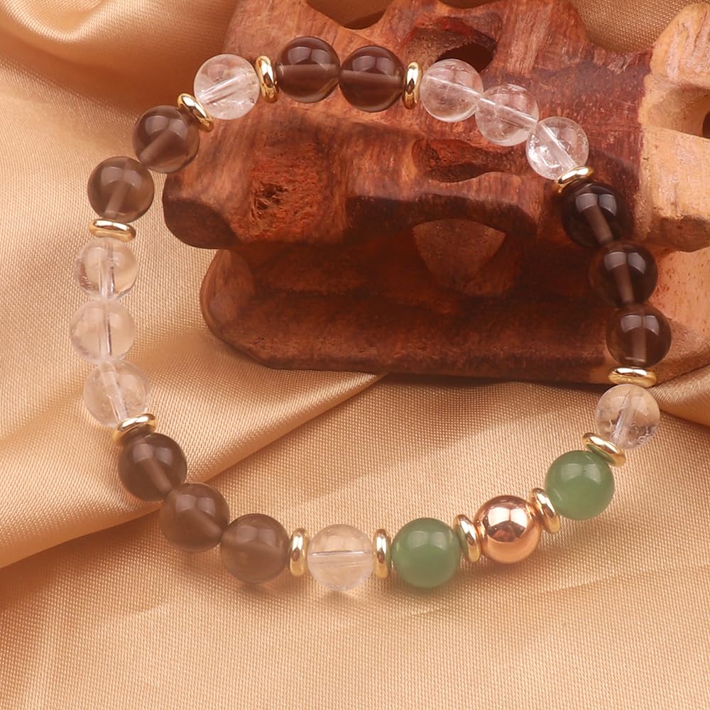 KSQS Healing Stone Bead Bracelet for Women, Natural Gemstones Balance Protection Bracelet, Spiritual Crystal Beads Bracelet Anxiety Relief with Meaning Card(#25)