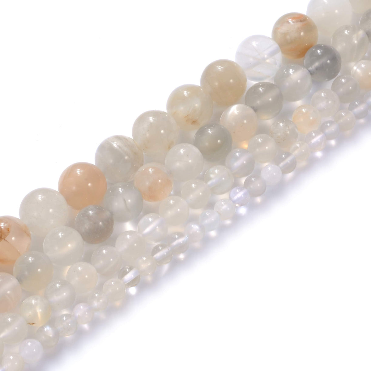 10mm Natural White Moonstone Gemstone Round Loose Beads Crystal Stone Bracelet Necklace Accessories Crafts for Jewelry Making DIY,1 Strand 15"
