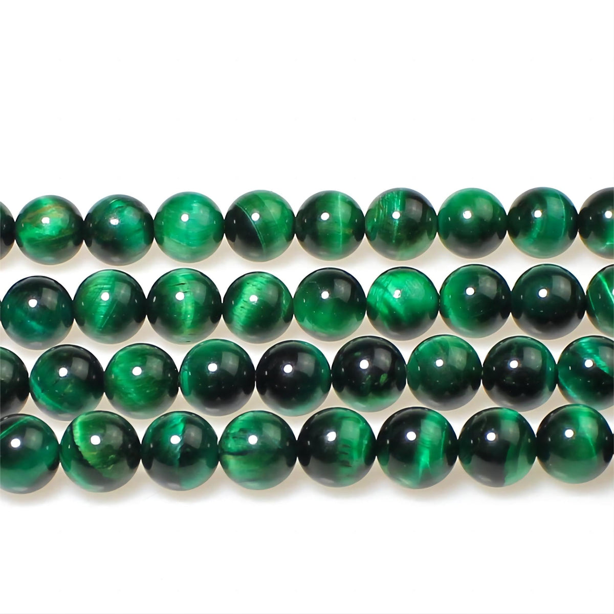 MJDCB Stone Beads 8mm 43pcs Round Green Tiger's Eye Loose Gemstone Bead Charms for Jewelry Making Bracelet Necklace Earring Pendant