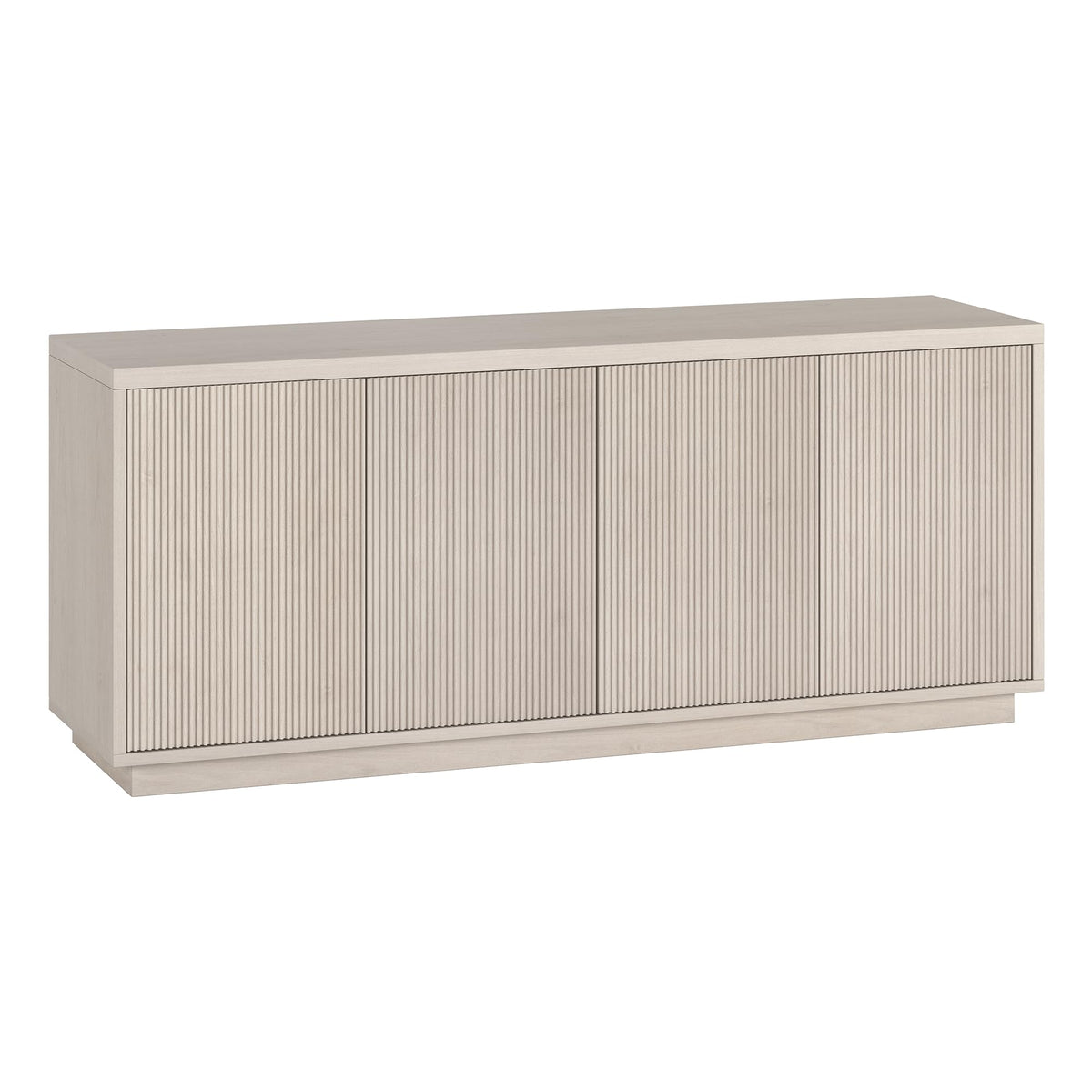 Henn&Hart Fluted TV Stand for TVs up to 65" with 2 Concealed Ribbed Storage Cabinets and Adjustable Shelves for Living Room, Family Room, or Office, Beech White