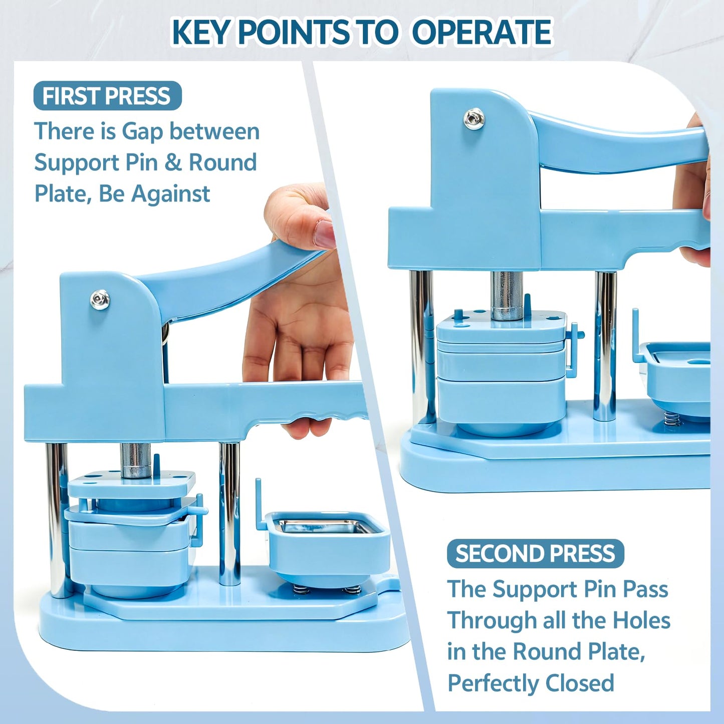 Square Button Maker Kits 2x2 Inch Square Pin Maker Machine 100 Set Blank Pins Button Making Supplies(Metal Cover, Film, Back Inserts), for Home, Events, Small Business
