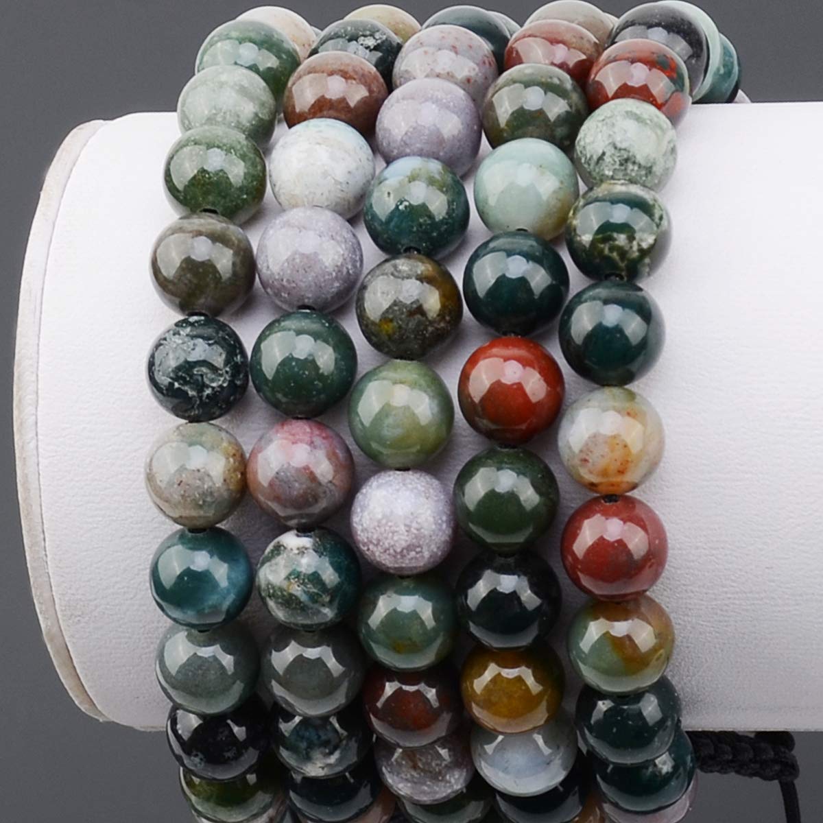 MASSIVE BEADS Men Women Natural Indian Agate Braided Macrame Bracelet 8mm Crystal Healing (Indian Agate, 8mm)