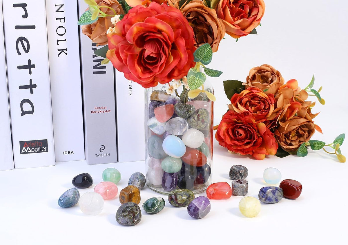 QINJIEJIE 1.6-2.0" Unakite Healing Crystals Tumbled Stones Polished Rocks 2PCS Large Worry Stone Gemstones Rocks for Energy Witchcraft Meditation DIY Decoration Gifts for Women Men