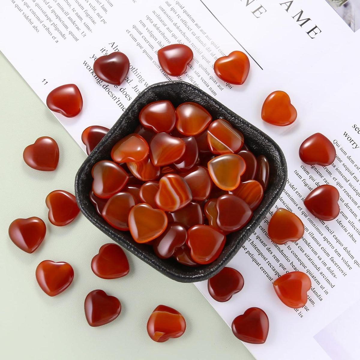 Namzi 20 Packs of Tumbled Polished Natural Carnelian Crystals Heart Stones, Crystals and Healing Stones Quartz Bulk for Wicca, Reiki, Healing Energy, Chakra Stones, Witchcraft Supplies