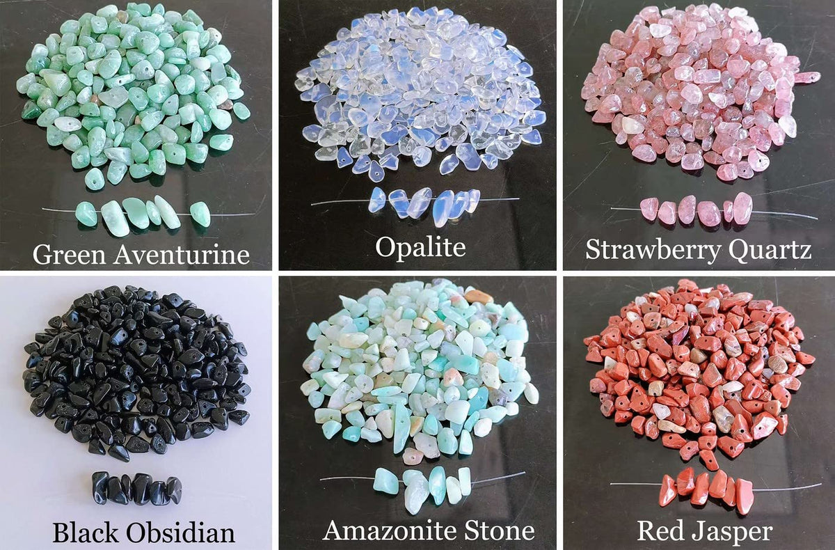 LAIDANLA Strawberry Quartz 400pcs Natural Chip Stone Beads 5-8mm Healing Crystal Irregular Gemstones Drilled DIY Loose Rocks Bead Crystal for Bracelet Earrings Necklace Jewelry Making Crafting