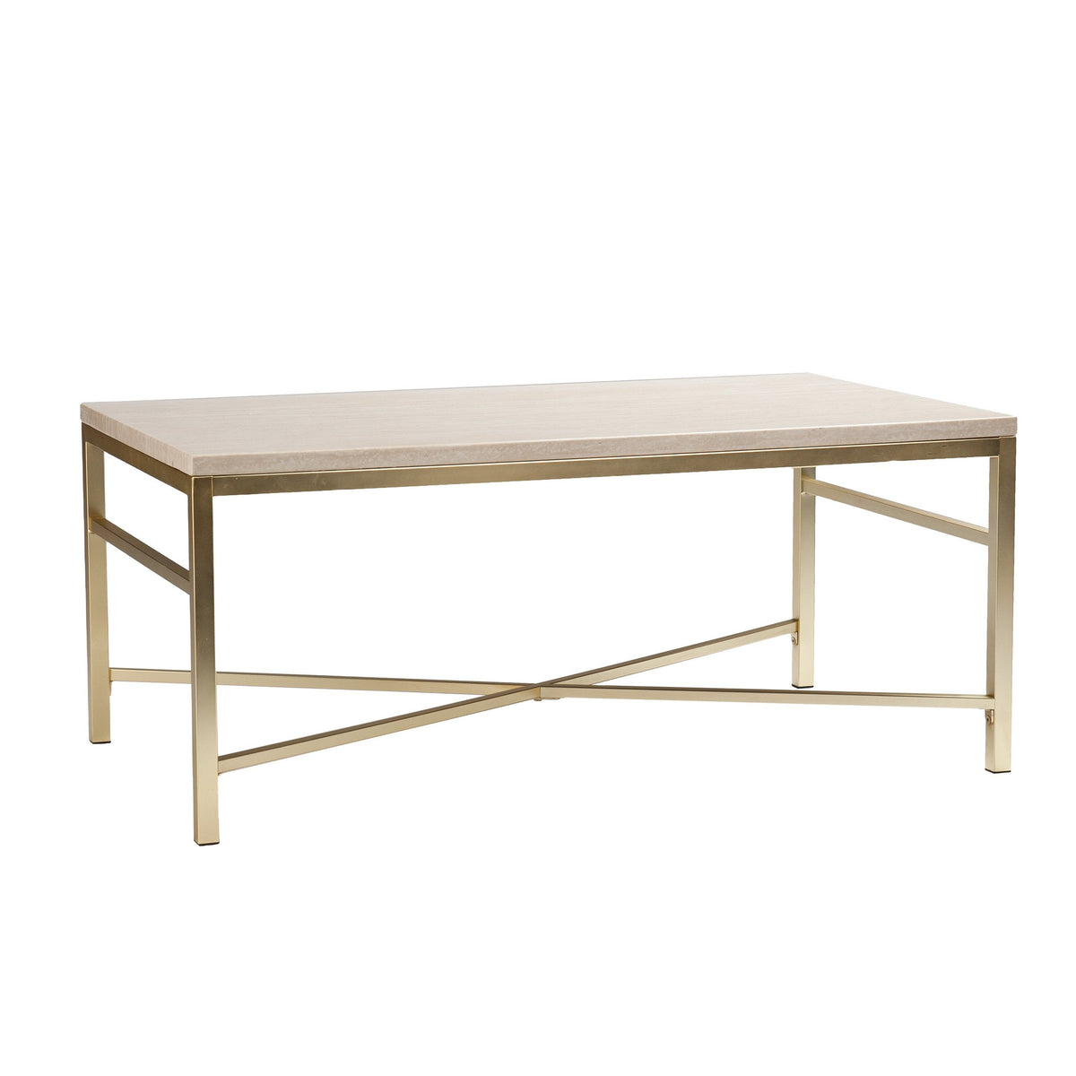 SEI Furniture - Orinda Faux Stone Cocktail Table - Travertine - Transitional Design, Finish - Ideal for Living Room, Family Room (CK3940)