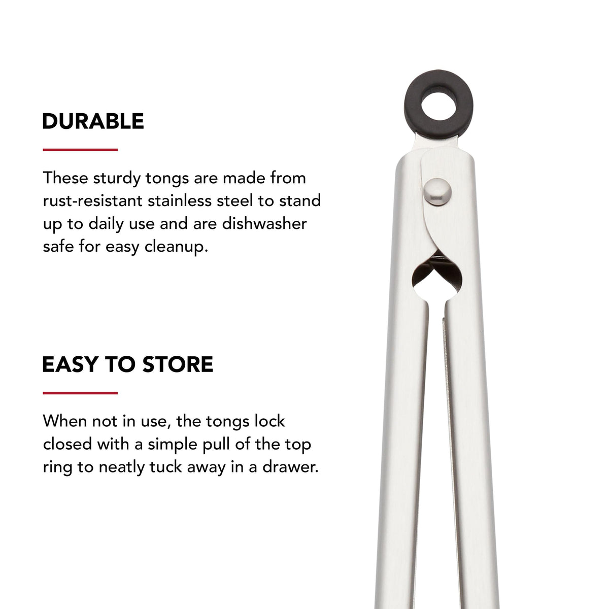 KitchenAid Set of 2 Stainless Steel Tongs with Scalloped Edges Easy Lock Dishwasher Safe Durable and Versatile 7 Inch and 9 Inch Silver