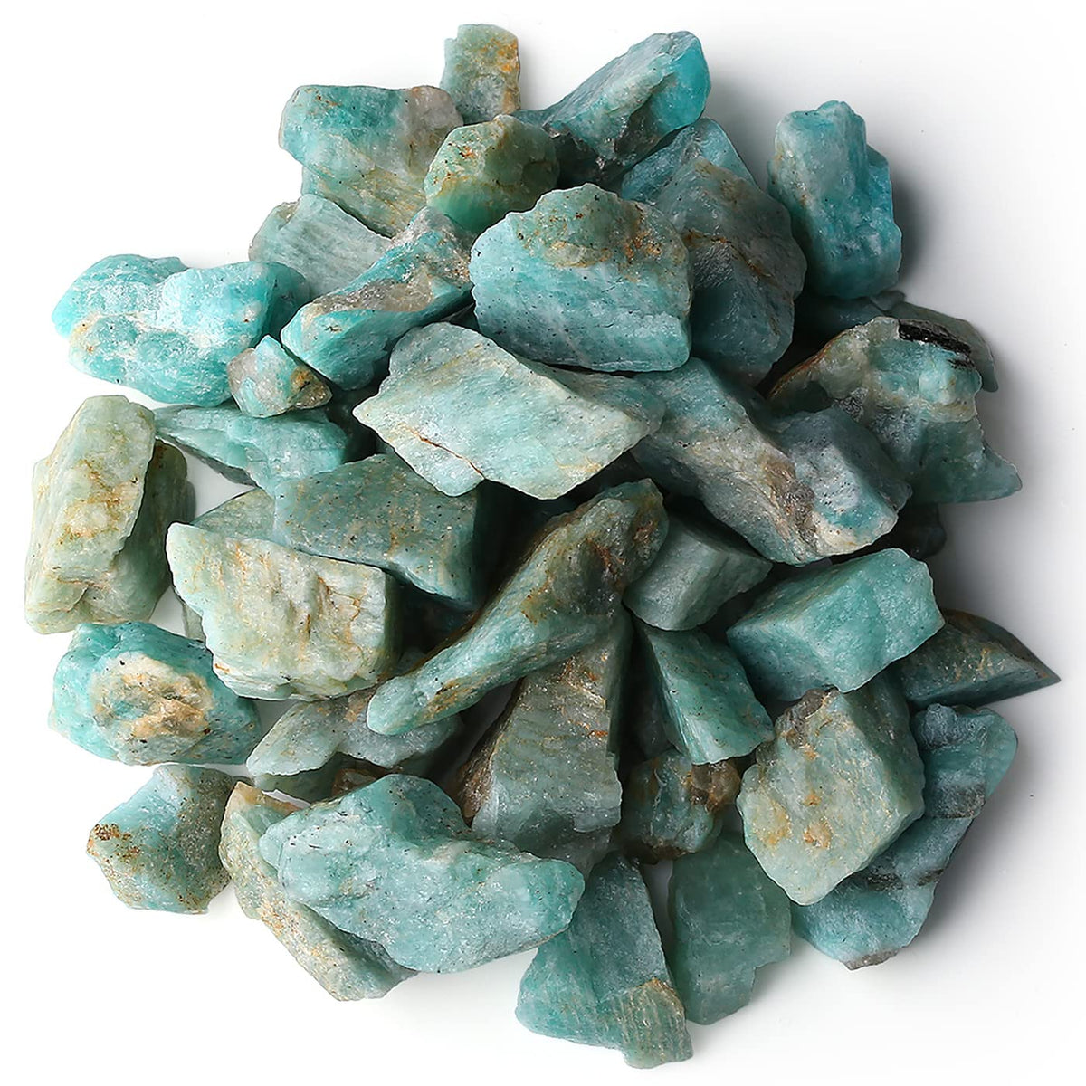 QINJIEJIE 0.9Lbs Amazonite Raw Crystals Natural Rough Stones Bulk Large 1" Rocks Wholesale Reiki Gemstones Fountain Rocks for Tumbling Cabbing Polishing Wire Wrapping Wicca Decoration