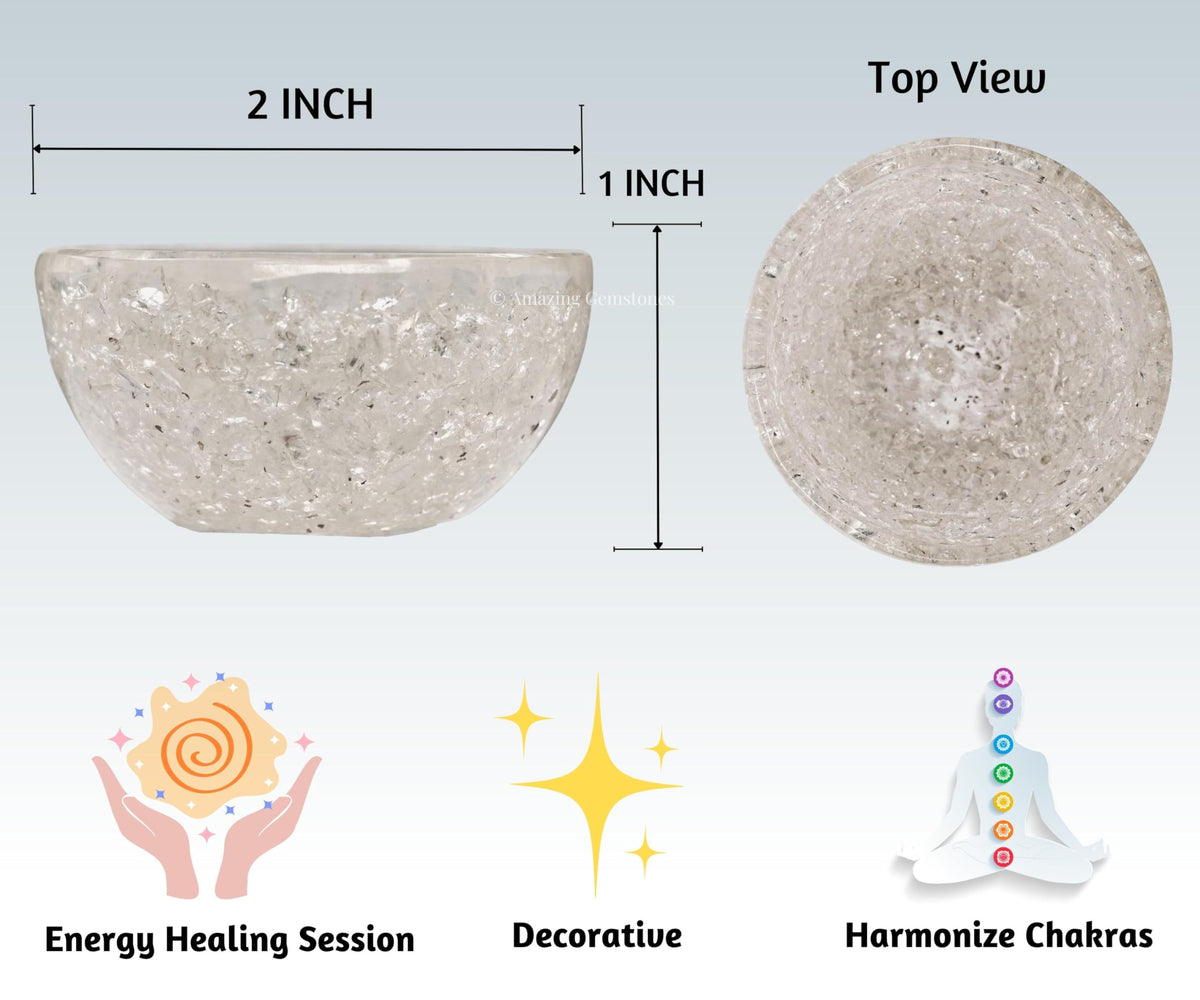 Amazing Gemstone Clear Quartz Orgonite Orgone Crystal Gemstone Bowl - 2" Orgonite Clear Quartz Crystal Bowl for Meditation, Crystals and Healing Stones Gift and Protection