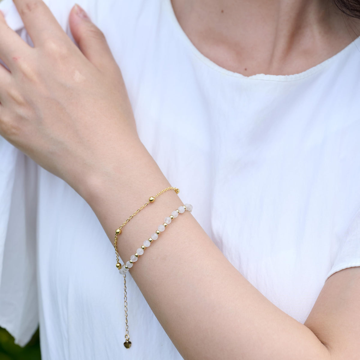 Farfume Moonstone Crystal Bracelet Beaded Bracelets for Women 4mm Natural Stone Beads Gemstone Handmade Jewelry Valentine's Day Gifts