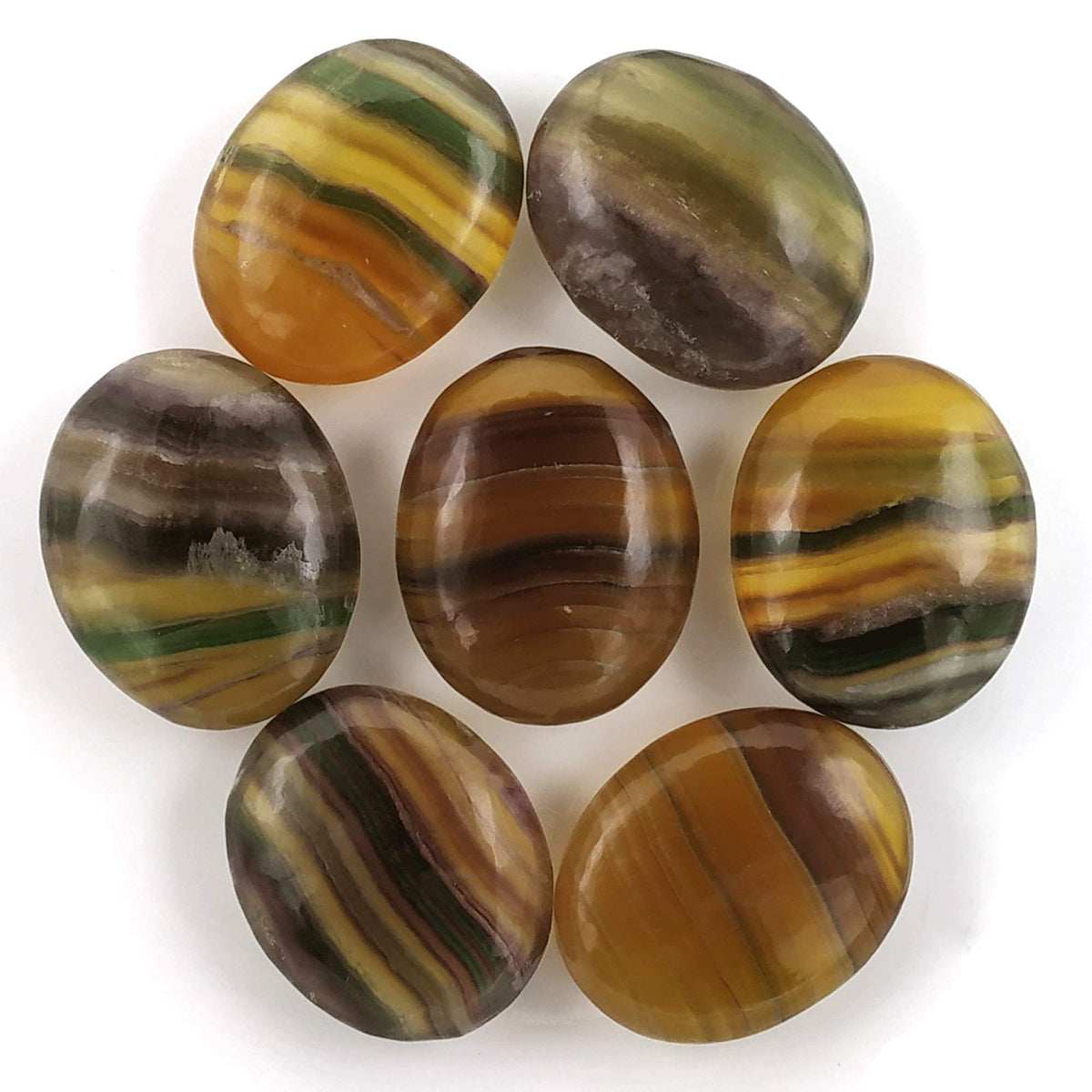 Amazing Gemstone Fluorite Crystals and Healing Stones - Large Palm Stone Crystals Piedra - Crystal for Good Luck, Balanced Positive Energy, Meditation - Unique Stocking Stuffers, Gifts for Women, Men