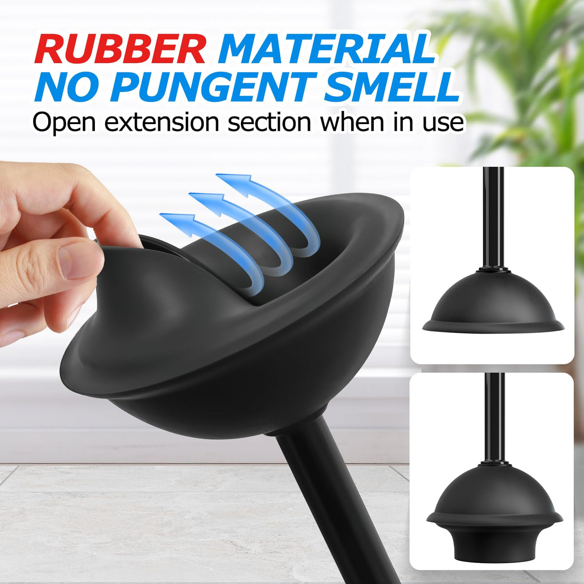 FORASTO 2 in 1 Toilet Plunger and Brush Set，Extended Handle Plunger，Toilet Bowl Brush Plunger Set, Bathroom Cleaning Tools ，Toilet Brush Plunger Combo，Cleaning Brush，Bathroom Cleaning Supplies