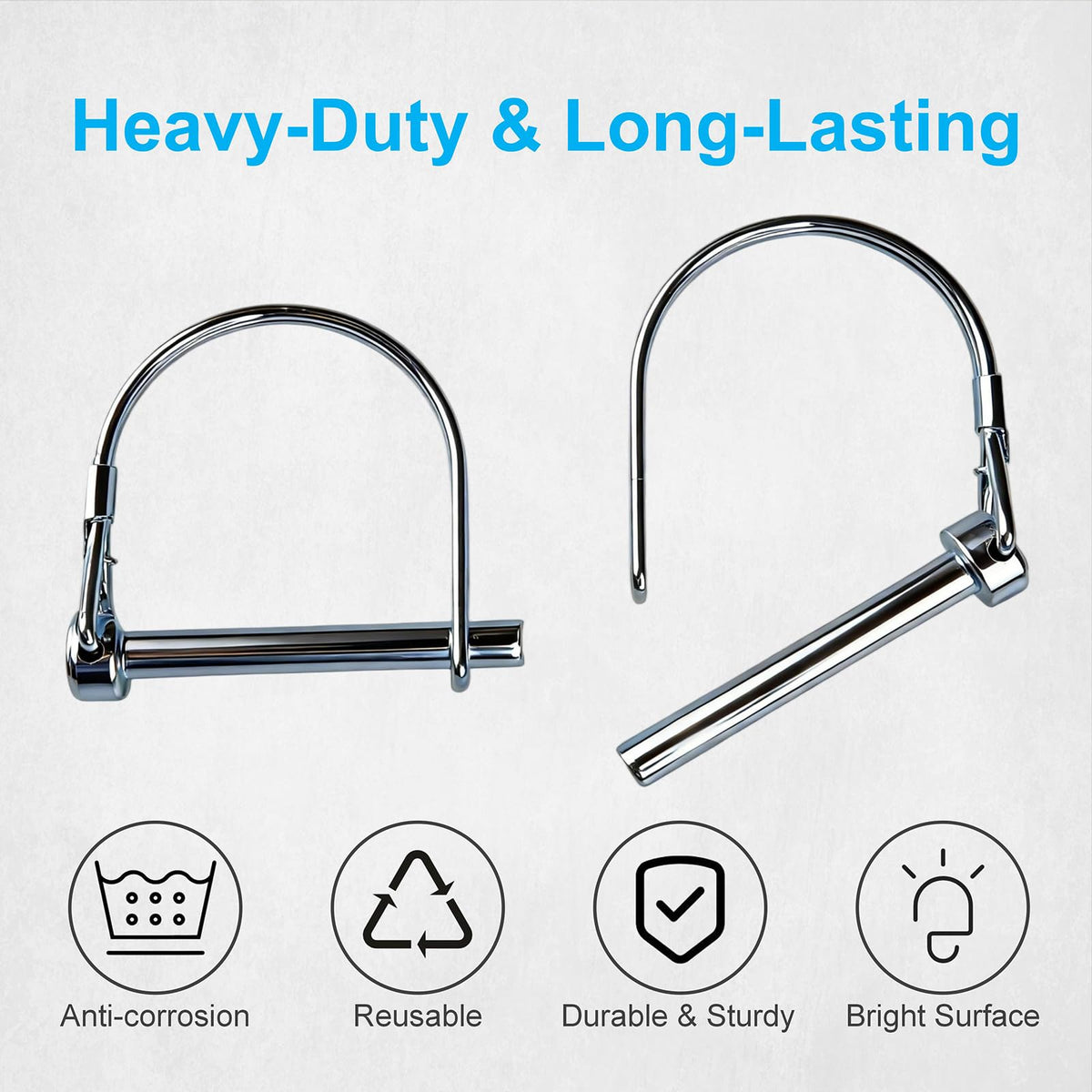 10 Pack, NRJSSCC Trailer Coupler Pin and Locking Pin, 2-1/8"x1/4" Trailer Hitch Pin, Heavy Duty Shaft Locking and Wire Lock Pins, Hardware Pins for Farm Trailers, Towing, Lawn Garden, Carbon Steel